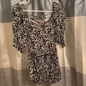Black and white floral blouse